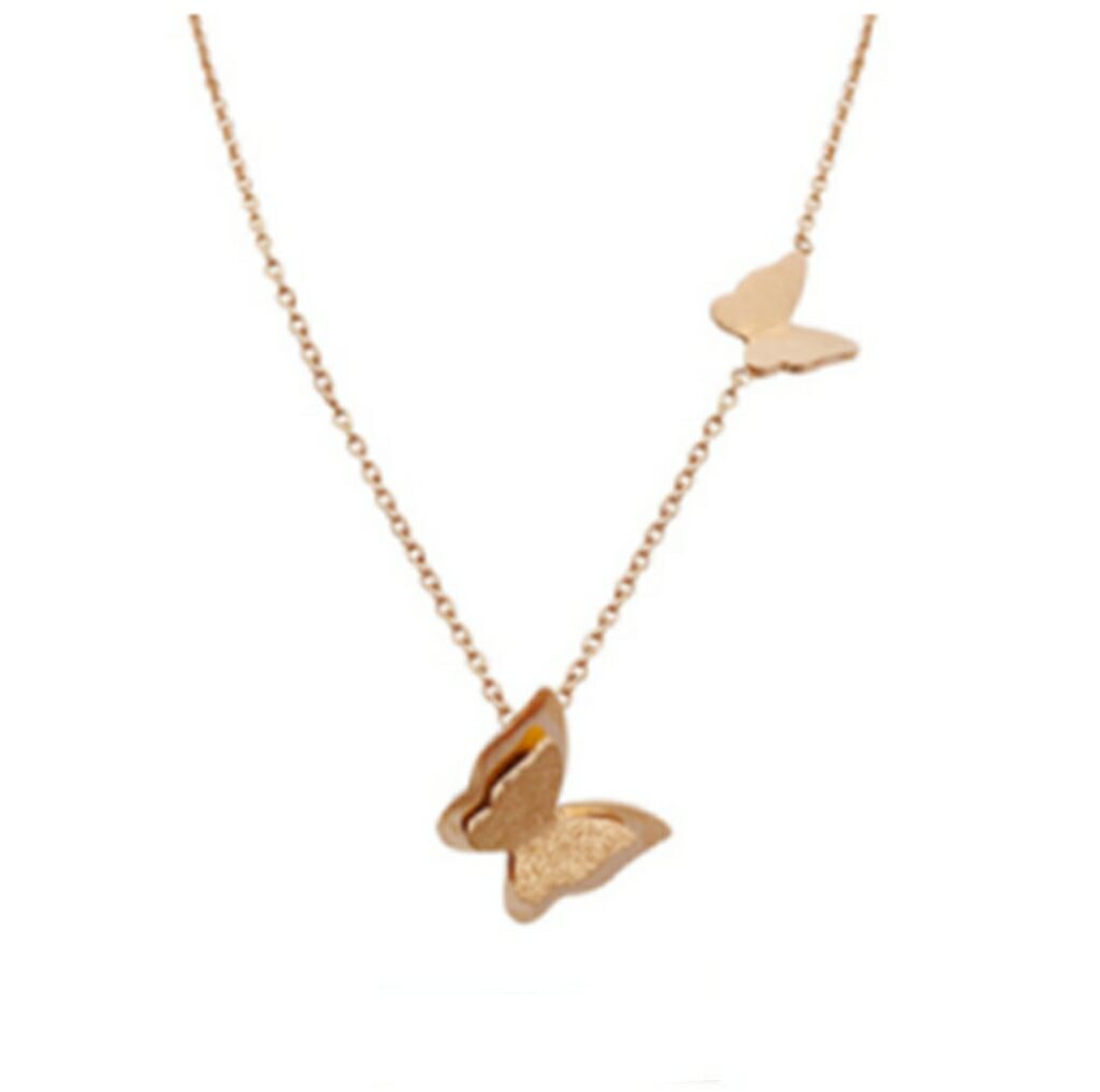 Butterfly Charm Chain Necklace Stainless Steel