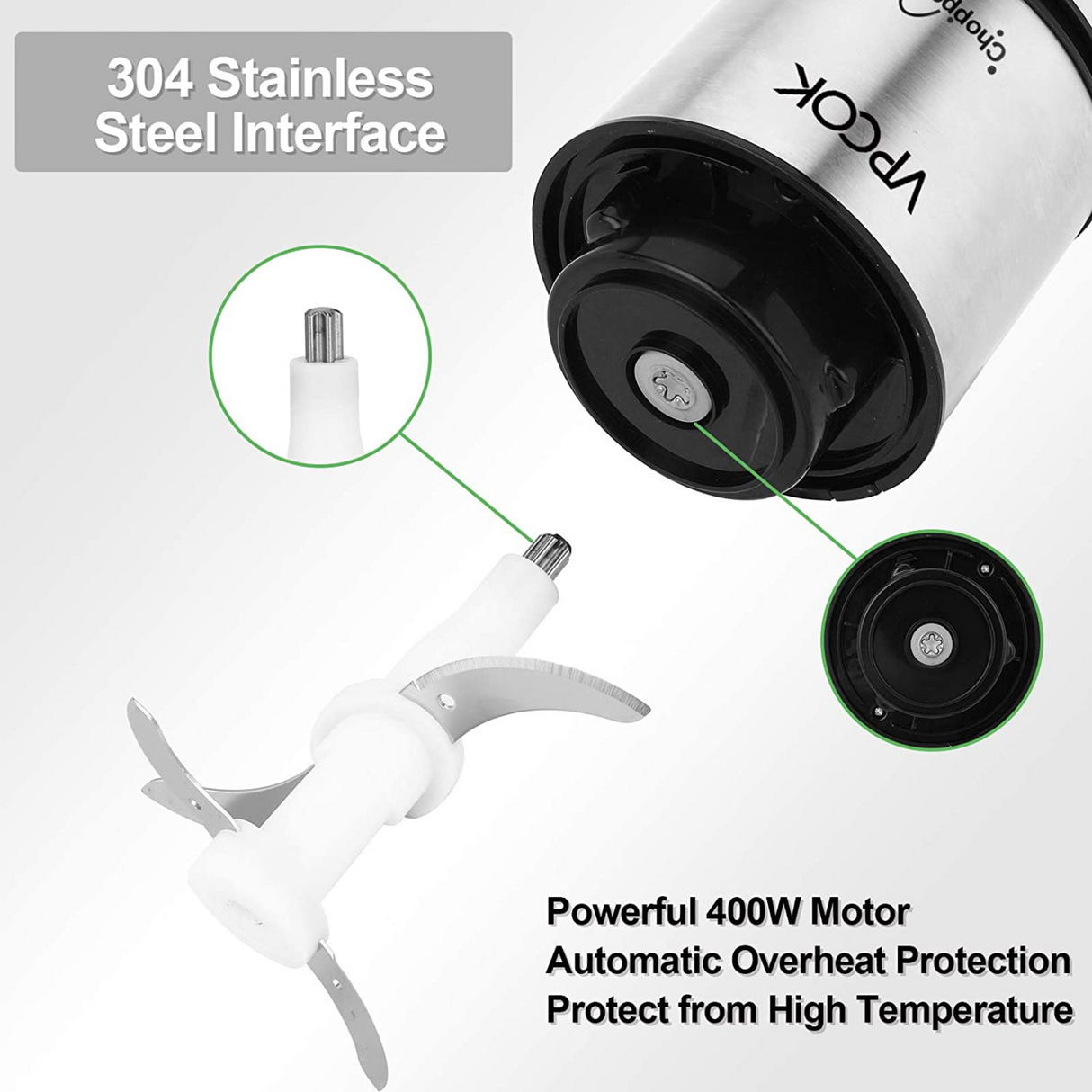 1.2L Stainless Steel Electric Meat Grinder 400W Food Chopper