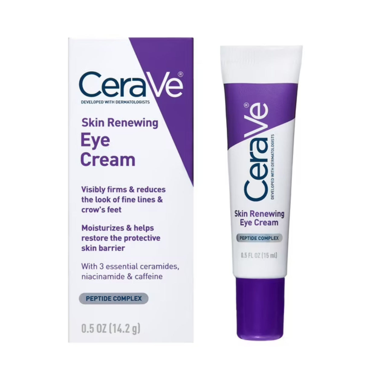 Cerave Anti-Aging Eye Cream for Wrinkles with Caffeine and Hyaluronic Acid, Fragrance Free, 0.5 oz