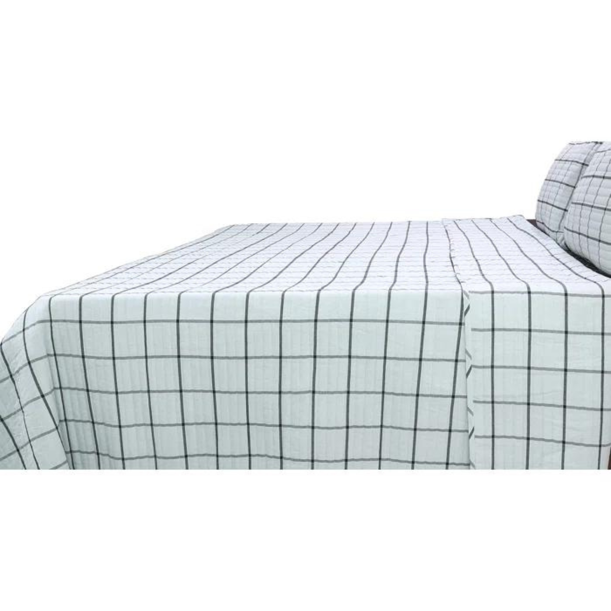 Anwari Cotton Sateen Plaid Coverlet Set