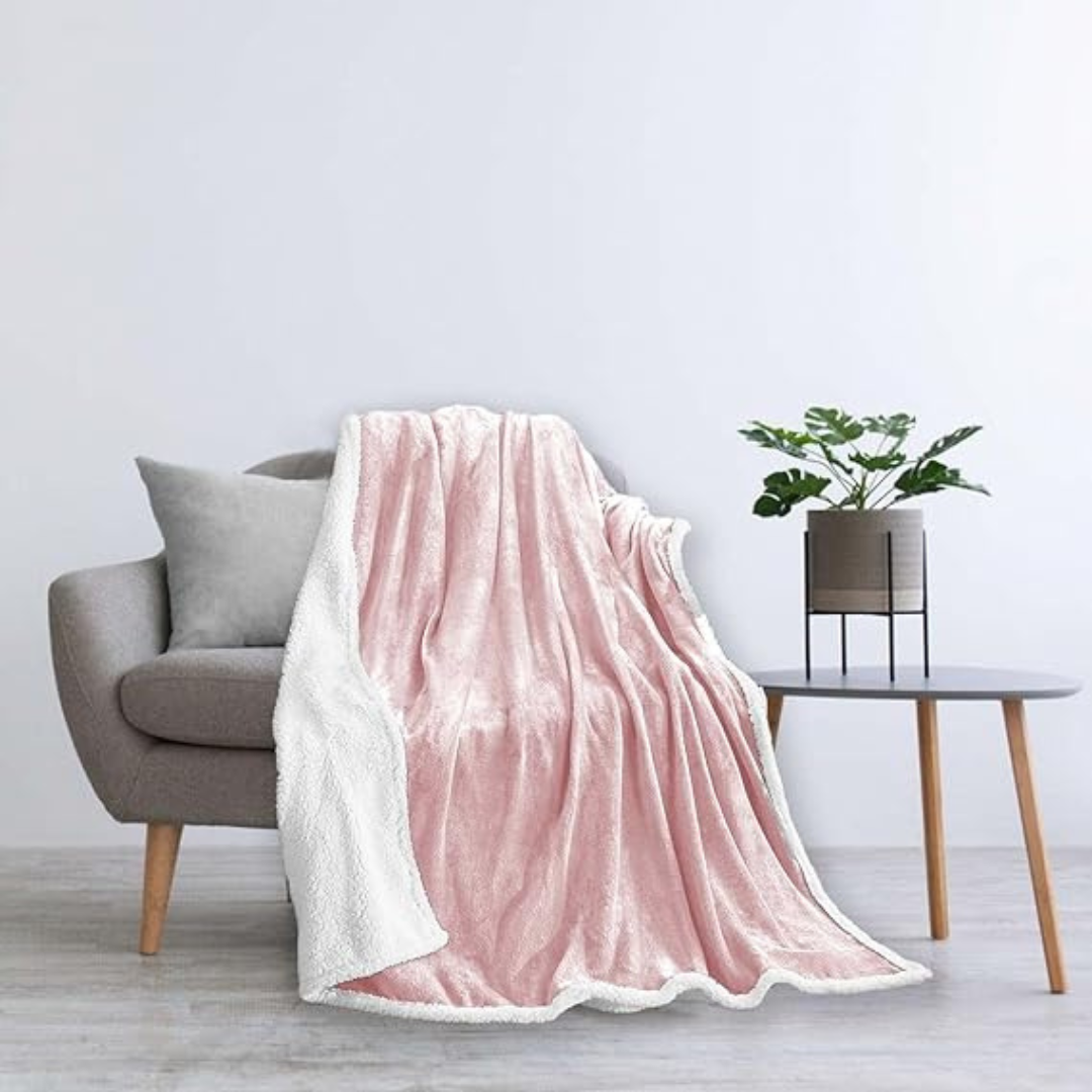 Cozcot Reversible Sherpa Fleece Flannel Throw Blanket