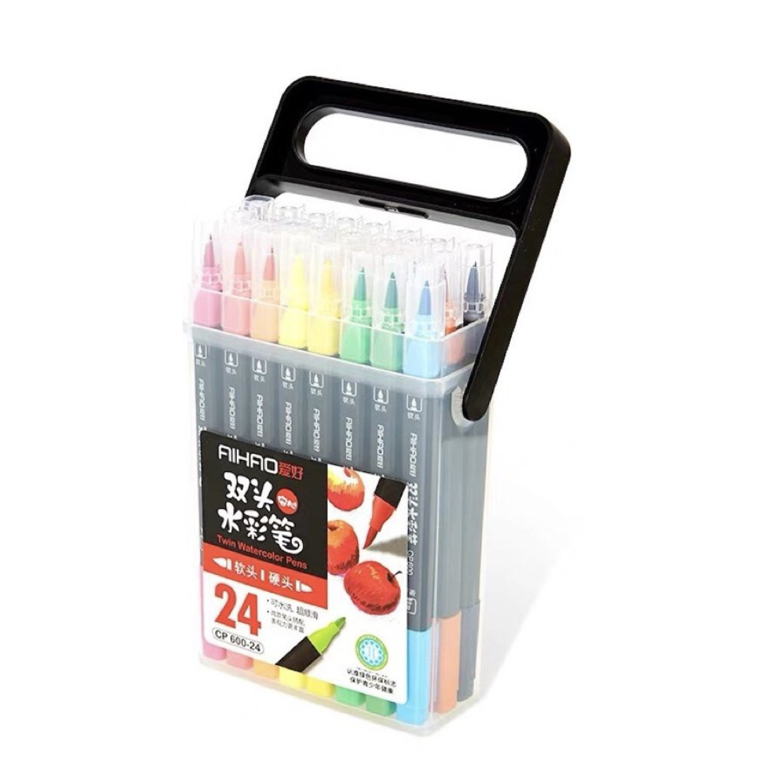 24pc Set Watercolor Calligraphy Twin Tip Brush Pen