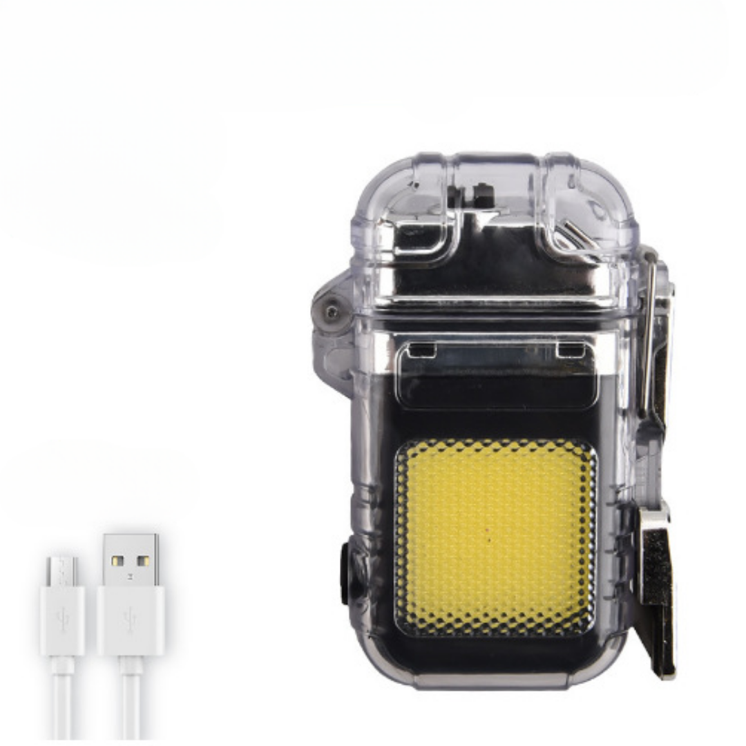 Mini Portable Dual Arc Lighter with LED Flashlight Type-C Rechargeable Transparent Body