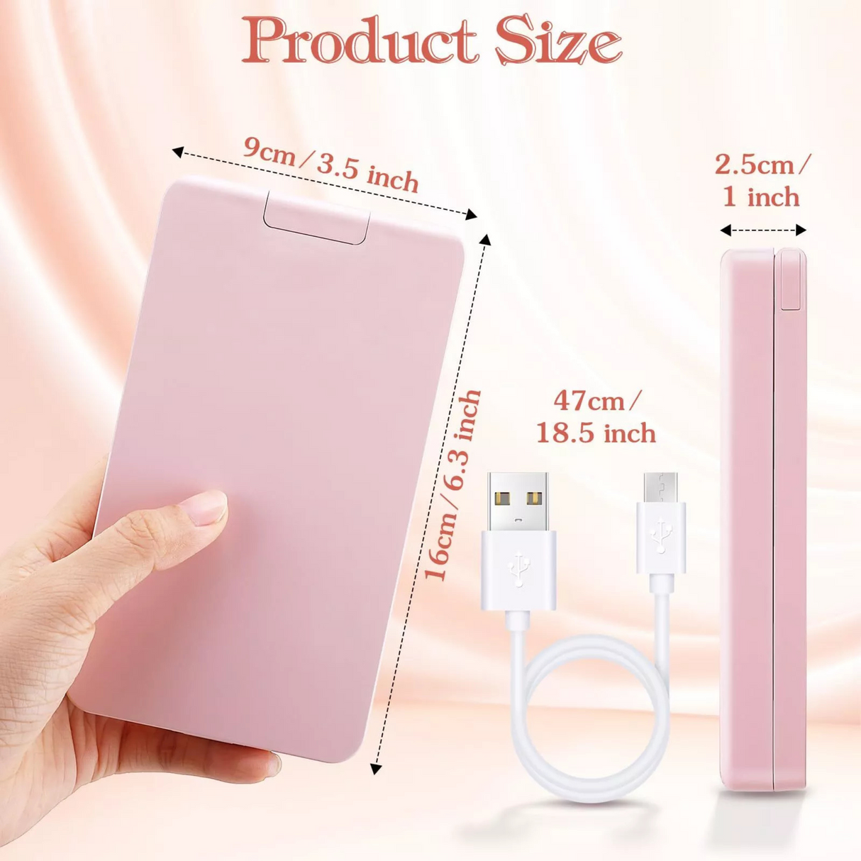 Rechargeable LED Light Mirror with 12 pieces Travel Makeup Brush Set