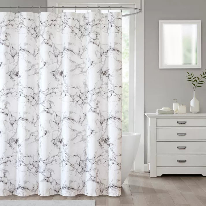 Bed Bath & Beyond Marble Shower Curtain 72x72 inch Silver