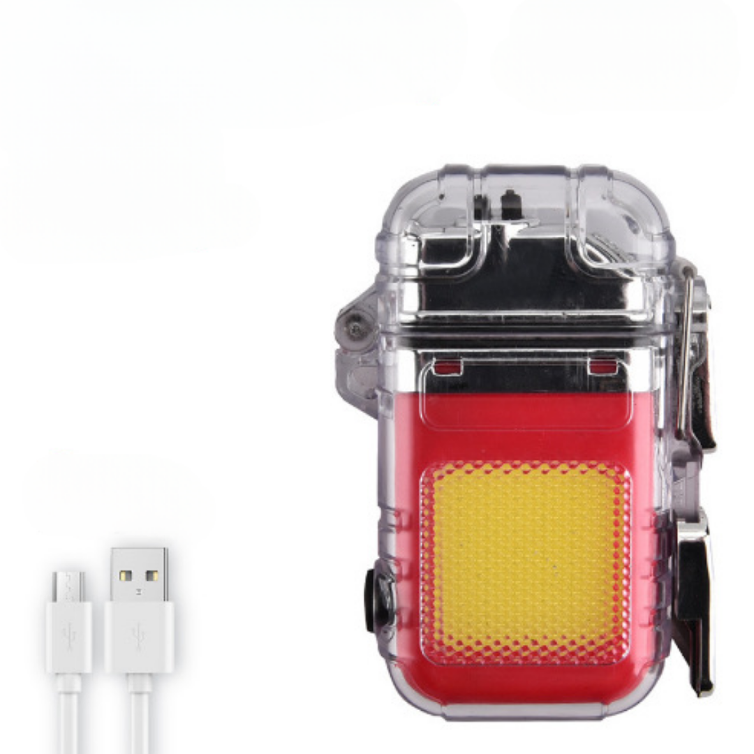 Mini Portable Dual Arc Lighter with LED Flashlight Type-C Rechargeable Transparent Body