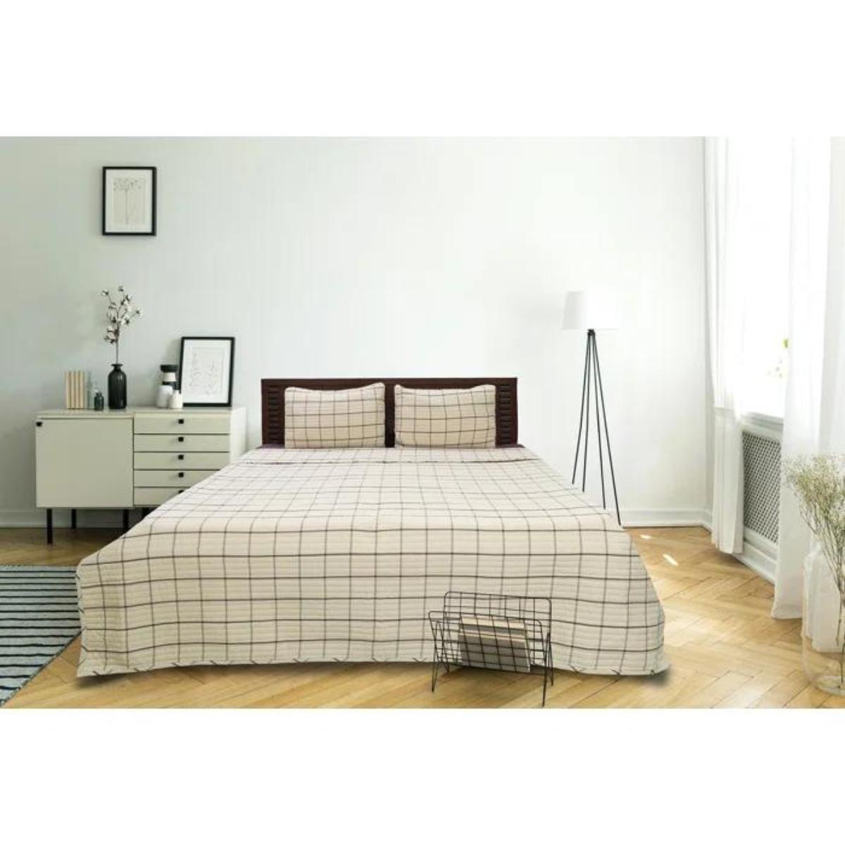 Anwari Cotton Sateen Plaid Coverlet Set