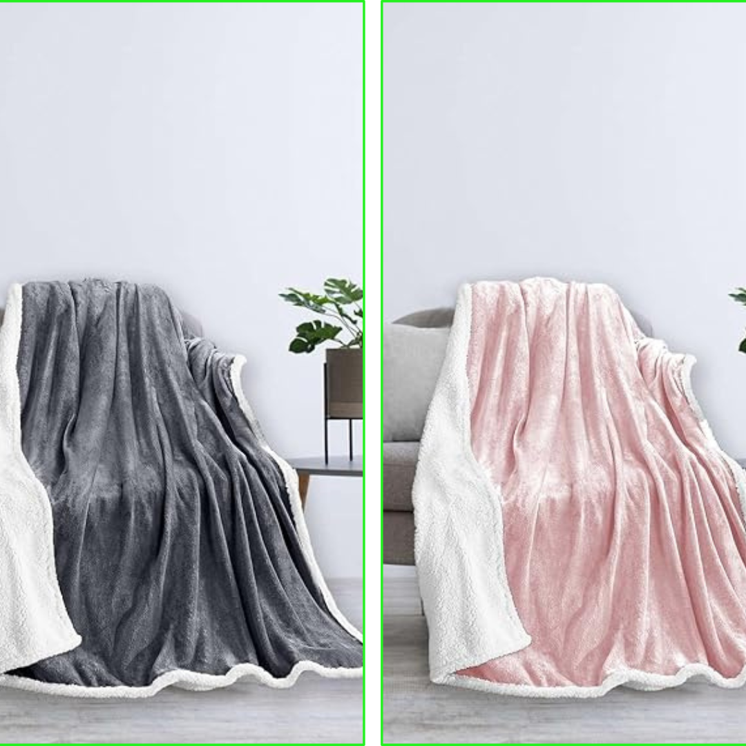 Cozcot Reversible Sherpa Fleece Flannel Throw Blanket