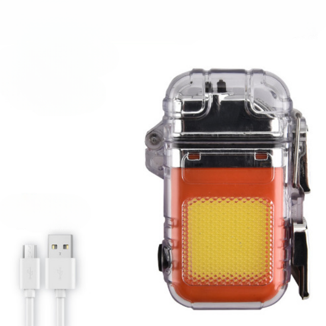 Mini Portable Dual Arc Lighter with LED Flashlight Type-C Rechargeable Transparent Body