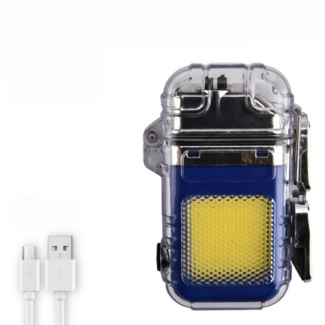 Mini Portable Dual Arc Lighter with LED Flashlight Type-C Rechargeable Transparent Body