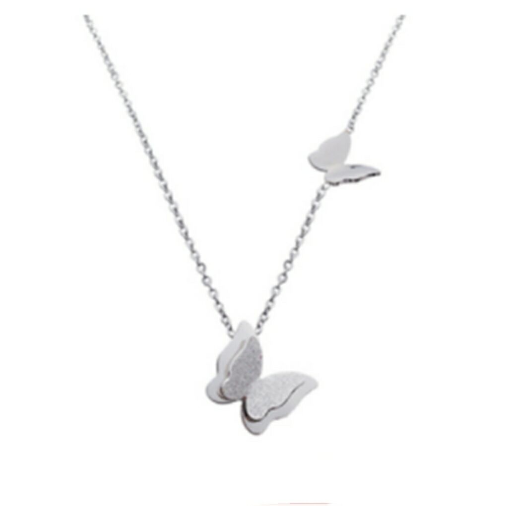 Butterfly Charm Chain Necklace Stainless Steel