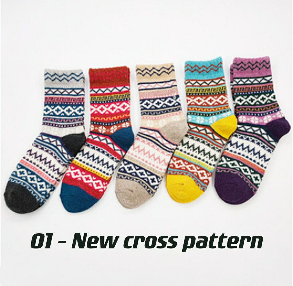 Ladies Winter Socks, Vintage Casual Boat Socks (5 pairs)