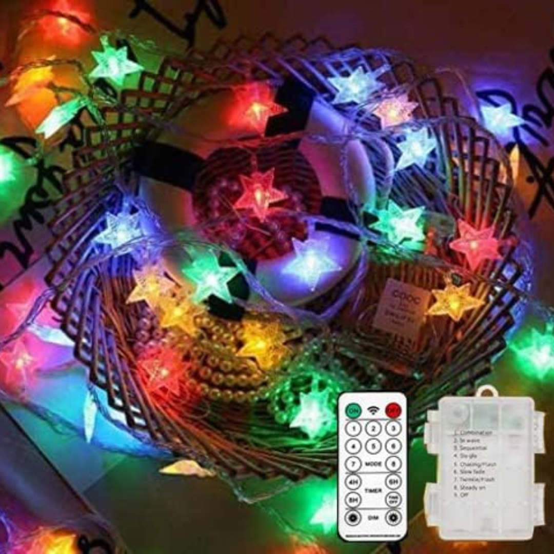 Star String Lights 32.8ft 50LED Battery Operated with 8 Modes Color Changing and Remote Control