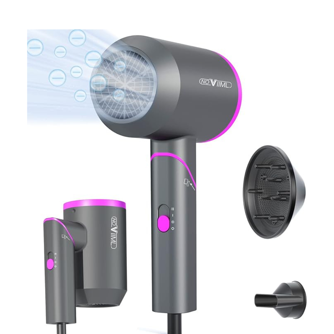 Foldable Hair Dryer with Diffuser NOVIIML 1800W Ionic