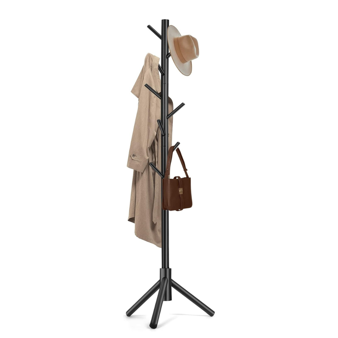 Freestanding Coat Rack with 8 Hooks and 3 Adjustable Size Tree