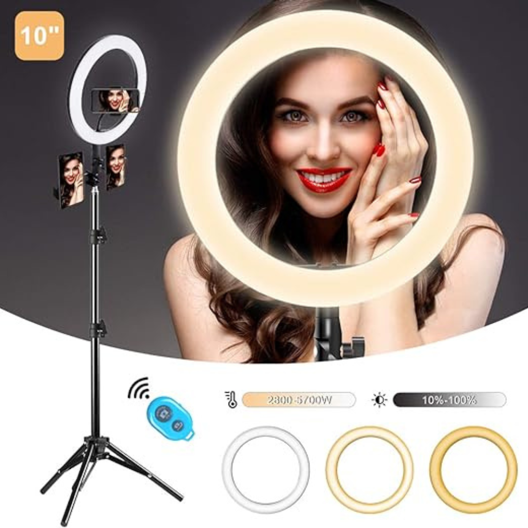 Mountdog 10inch LED Circle Selfie Ring Light with Tripod Stand