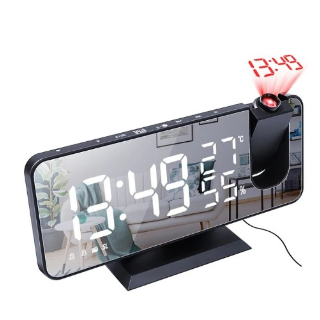 LED Display Projecting Alarm Clock With FM Radio 3 Brightness Levels