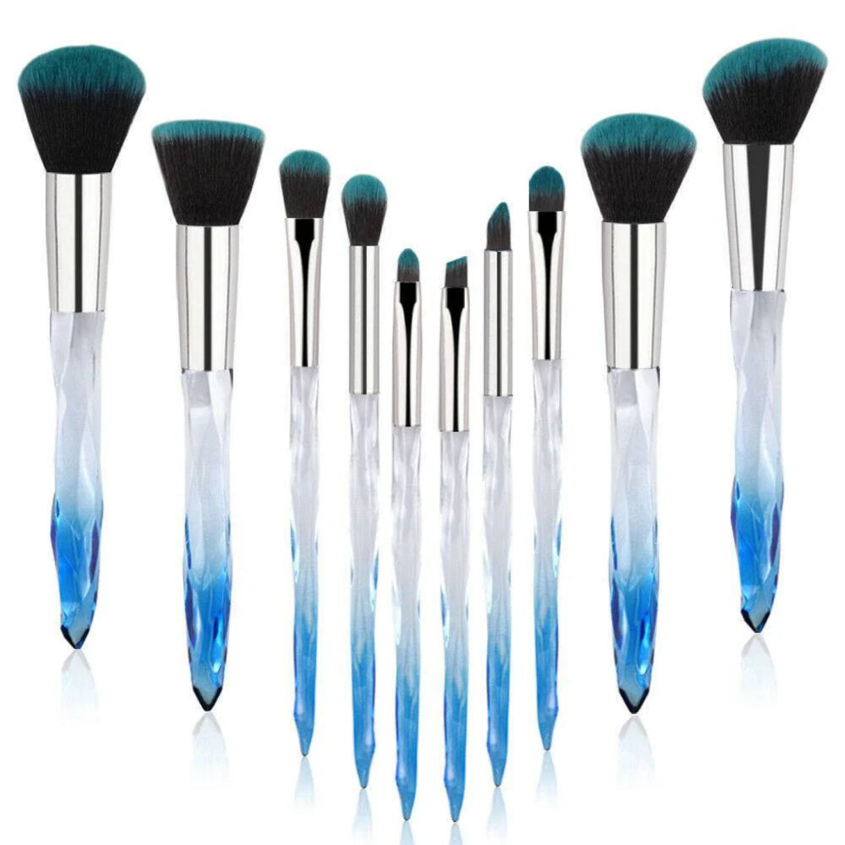 10 Piece Professional Makeup Brush Set Crystal Blue