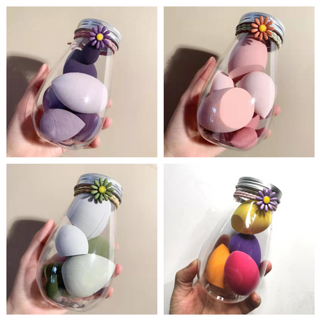 4pcs/6pcs Soft Teardrop Makeup Sponge Blender in a Drift Bottle