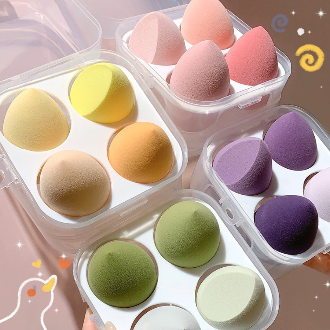 4pc Beauty Blender Puff Sponge Teardrop Egg Shape for Makeup