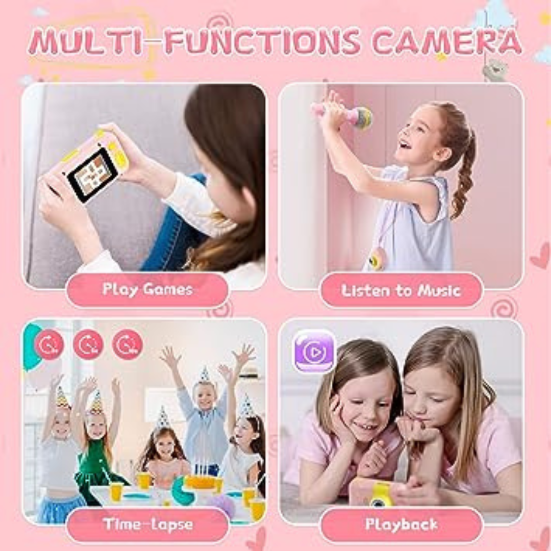 Kids Selfie Camera and HD Digital Video Camera with 32GB SD Card Pink