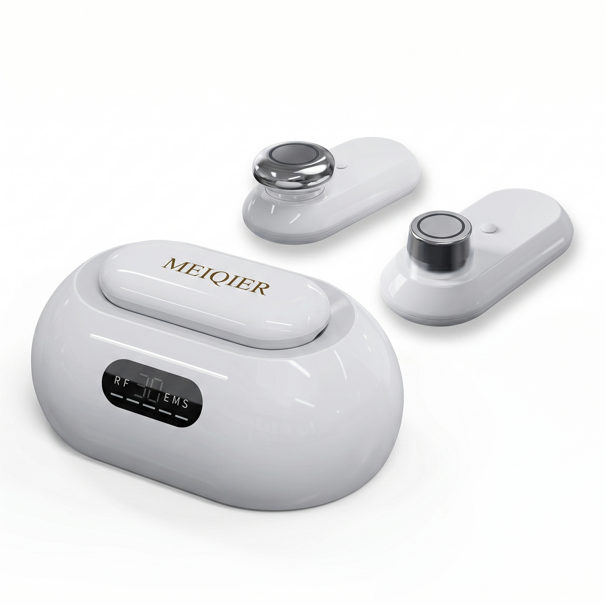 2-in-1 facial skin care device with dual treatment heads isolated on white