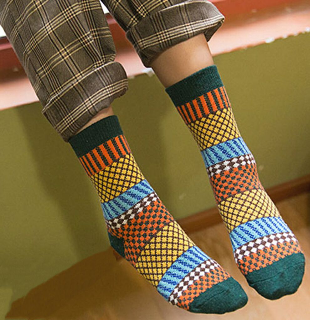 Ladies Winter Socks, Vintage Casual Boat Socks (5 pairs)