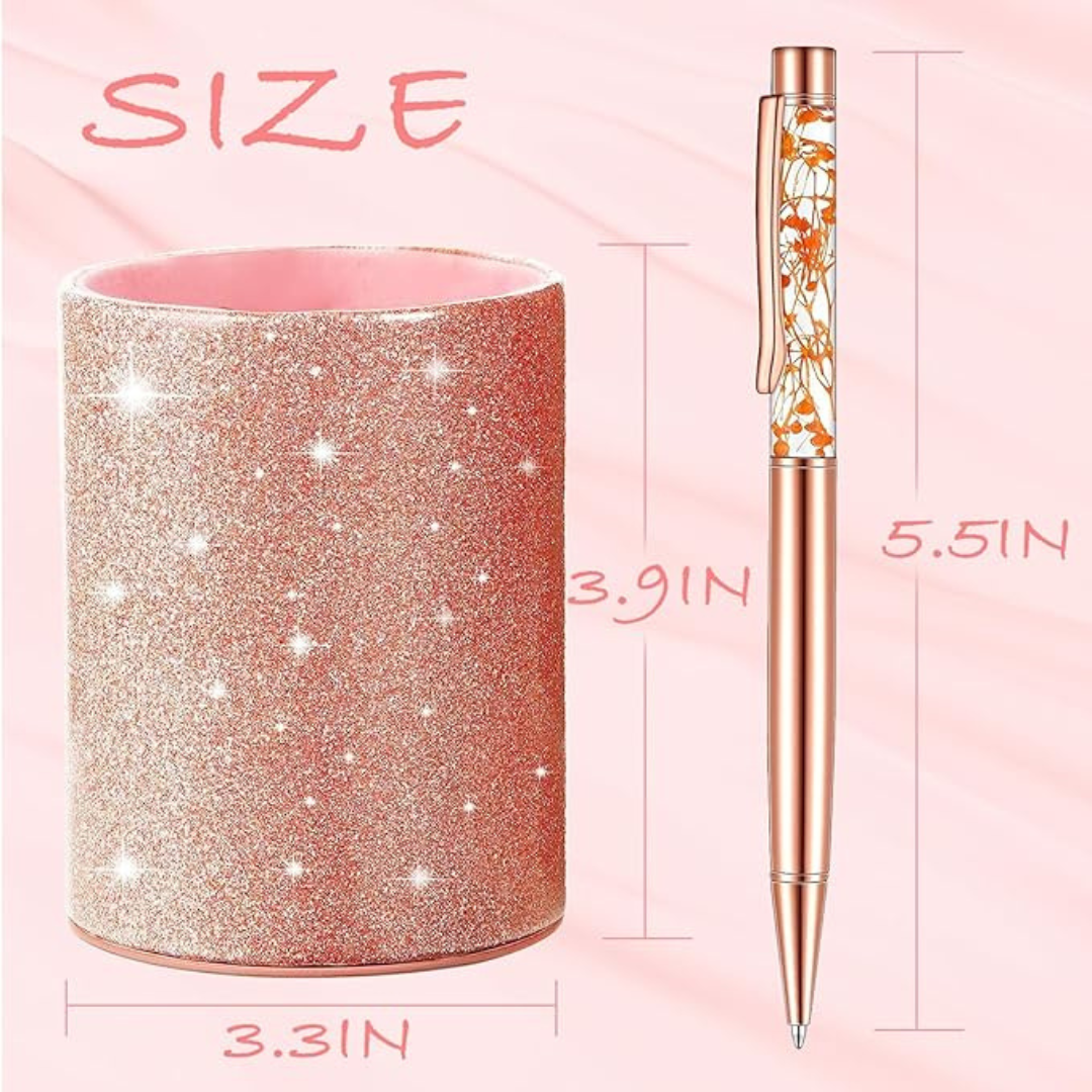 8 Pcs Rose Gold Ballpoint Pen with Pen Holder