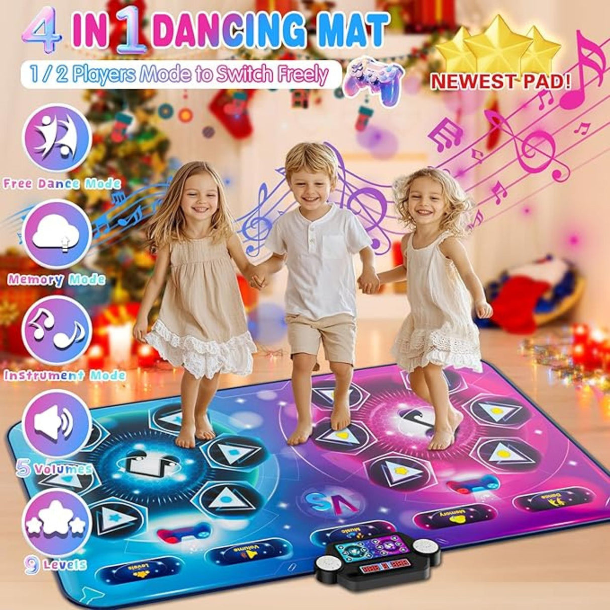 Dancing Music Playmat with 12 Key 59x38 Inches For Kids Ages 3-12