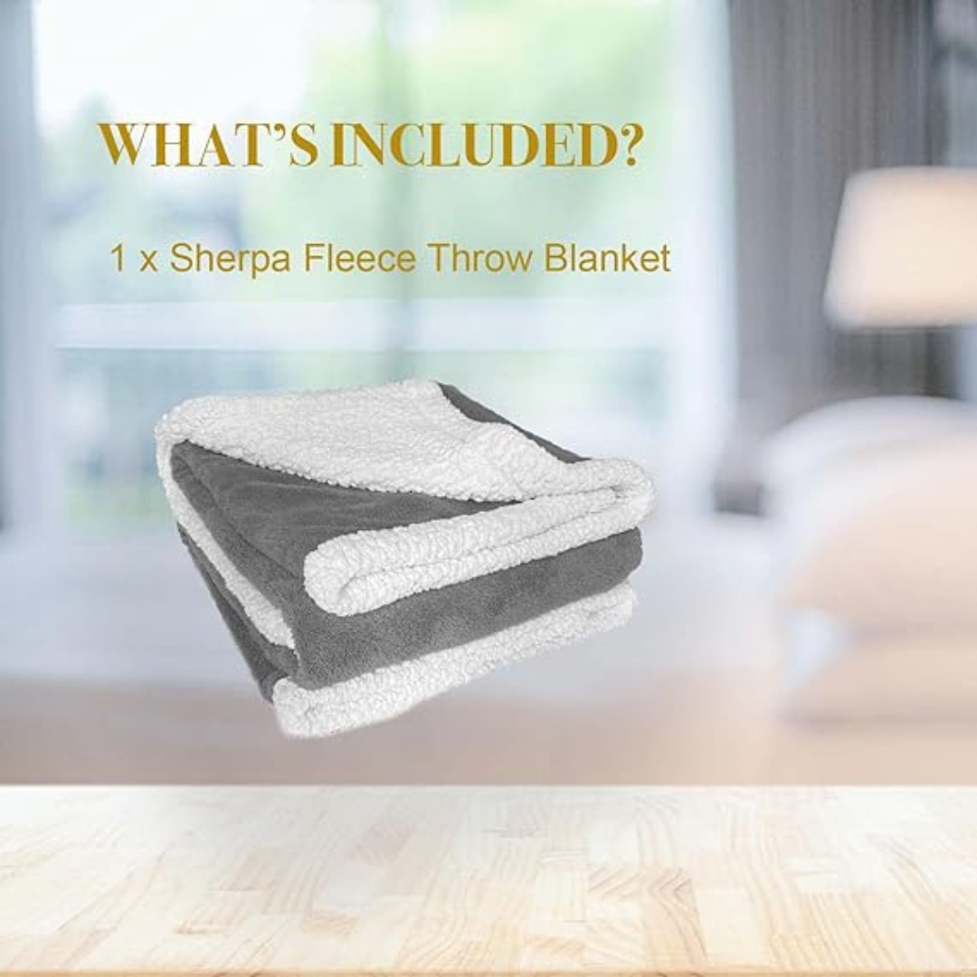 Cozcot Reversible Sherpa Fleece Flannel Throw Blanket