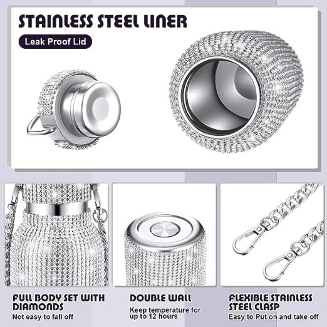 Sparkling Diamond Stainless Steel Insulated Tumbler with Chain