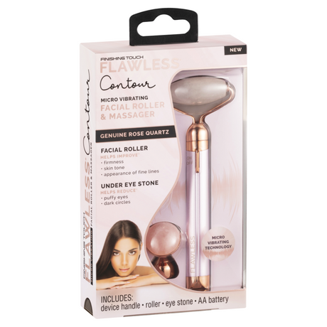 Finishing Touch Flawless Contour Micro Vibrating Facial Roller and Massager, Rose Quartz