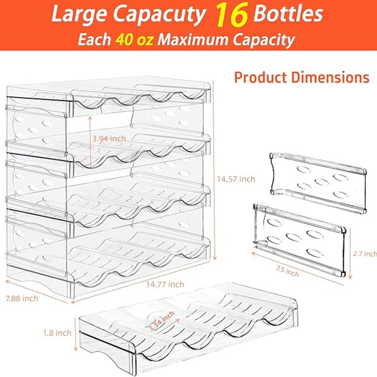 Stackable Wine Bottle Holder 4 Tiers for 16 Bottles