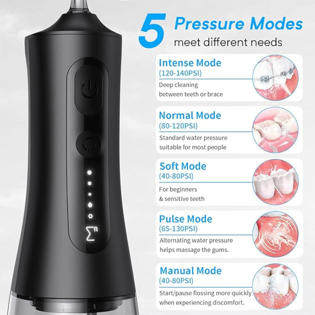 Portable Cordless Water Flosser Waterproof and Rechargeable 300ml