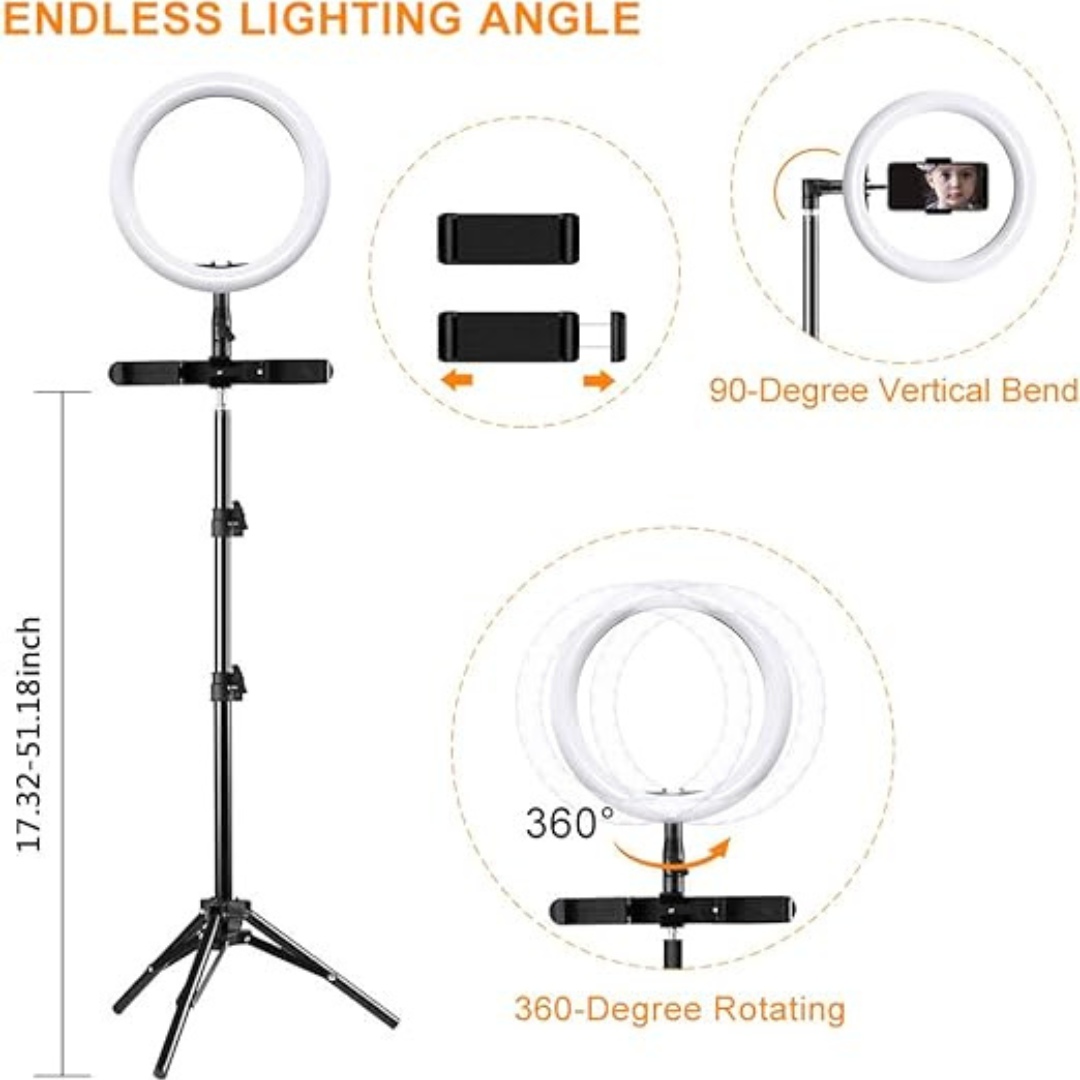 Mountdog 10inch LED Circle Selfie Ring Light with Tripod Stand
