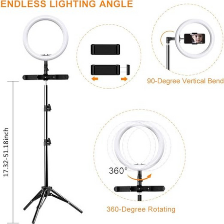 Mountdog 10inch LED Circle Selfie Ring Light with Tripod Stand