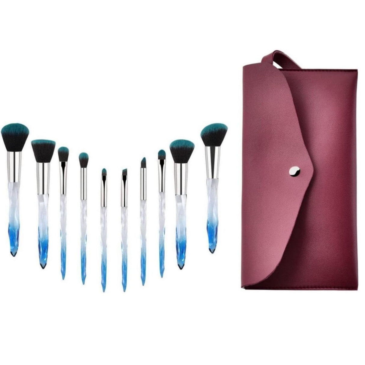 10 Piece Professional Makeup Brush Set Crystal Blue