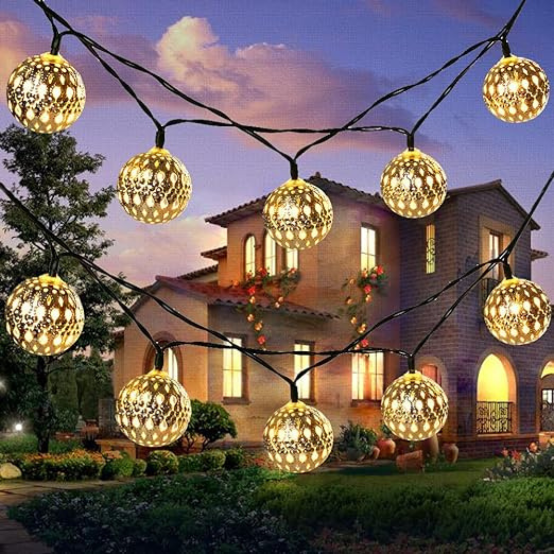 30 LED Moroccan Globe String Lights Battery Powered