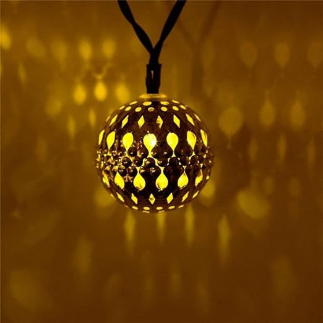 30 LED Moroccan Globe String Lights Battery Powered
