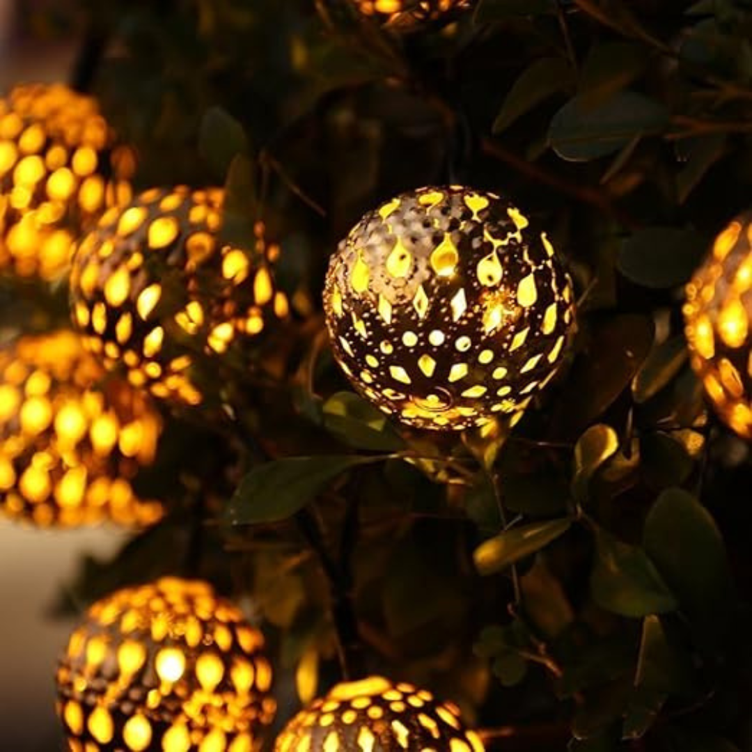 30 LED Moroccan Globe String Lights Battery Powered