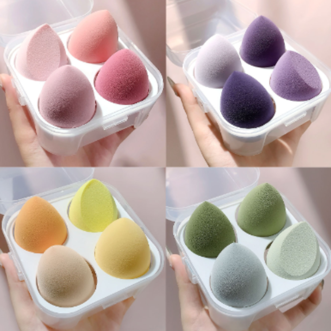 4pc Beauty Blender Puff Sponge Teardrop Egg Shape for Makeup