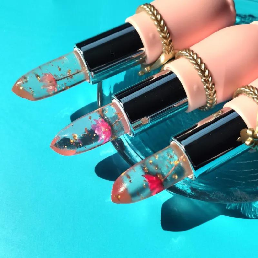 6 piece Set Jelly Crystal Flower Color Changing Lipstick