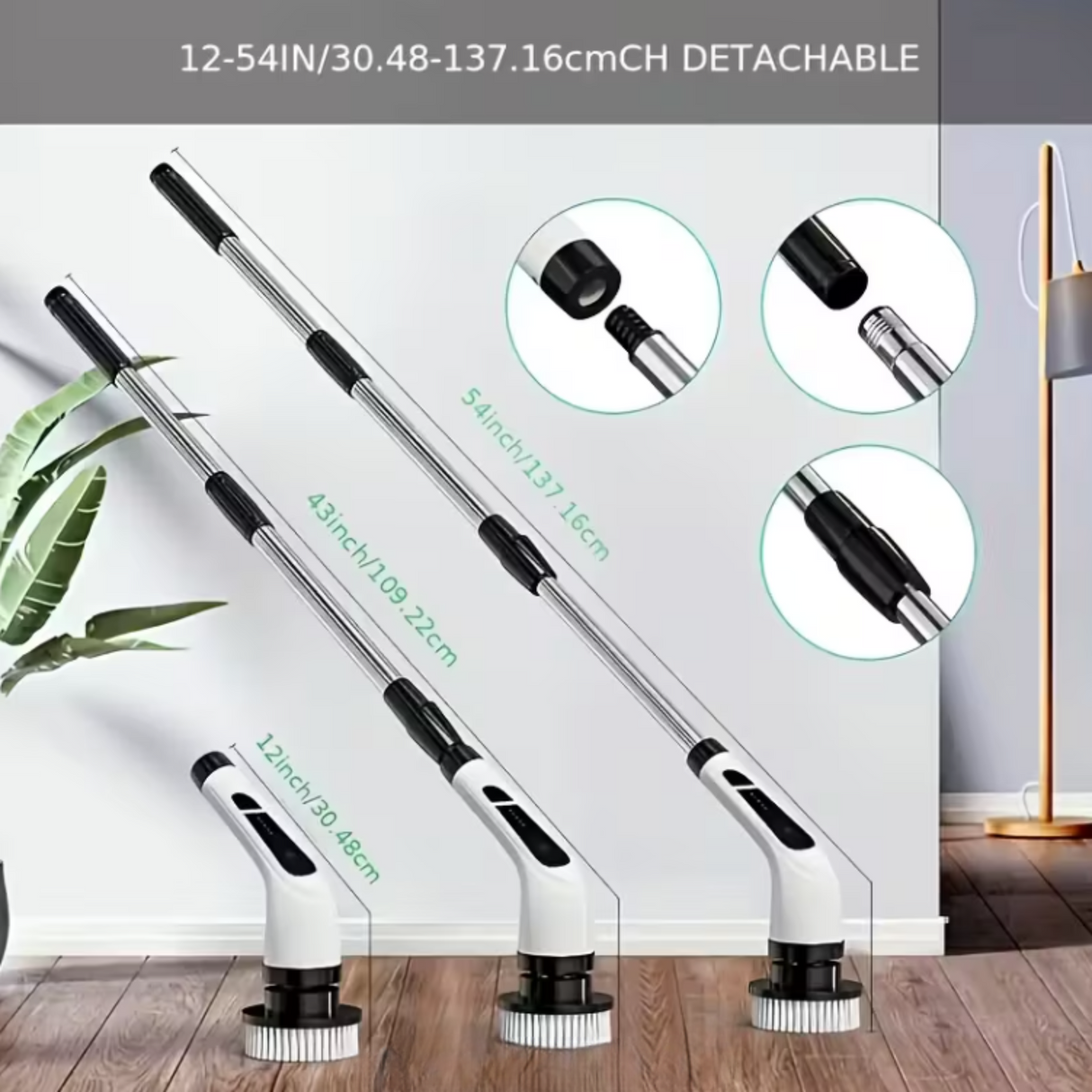 9 in 1 Electric Rotating Cleaning Brush with Replaceable Heads and Adjustable Telescopic Handle