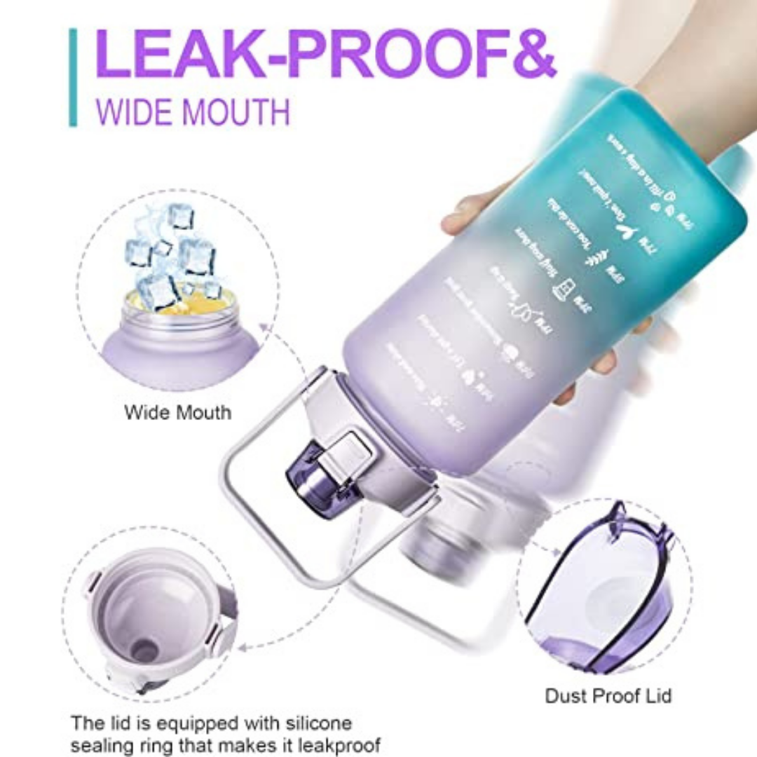 Leakproof Sports Water Bottle Tumbler with Handle and Straw Gradient Matte 2Liters