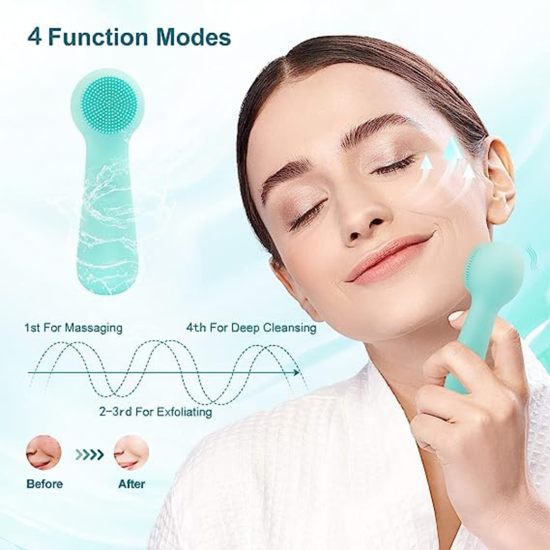 Waterproof Heated Sonic Silicone Facial Cleansing Brush