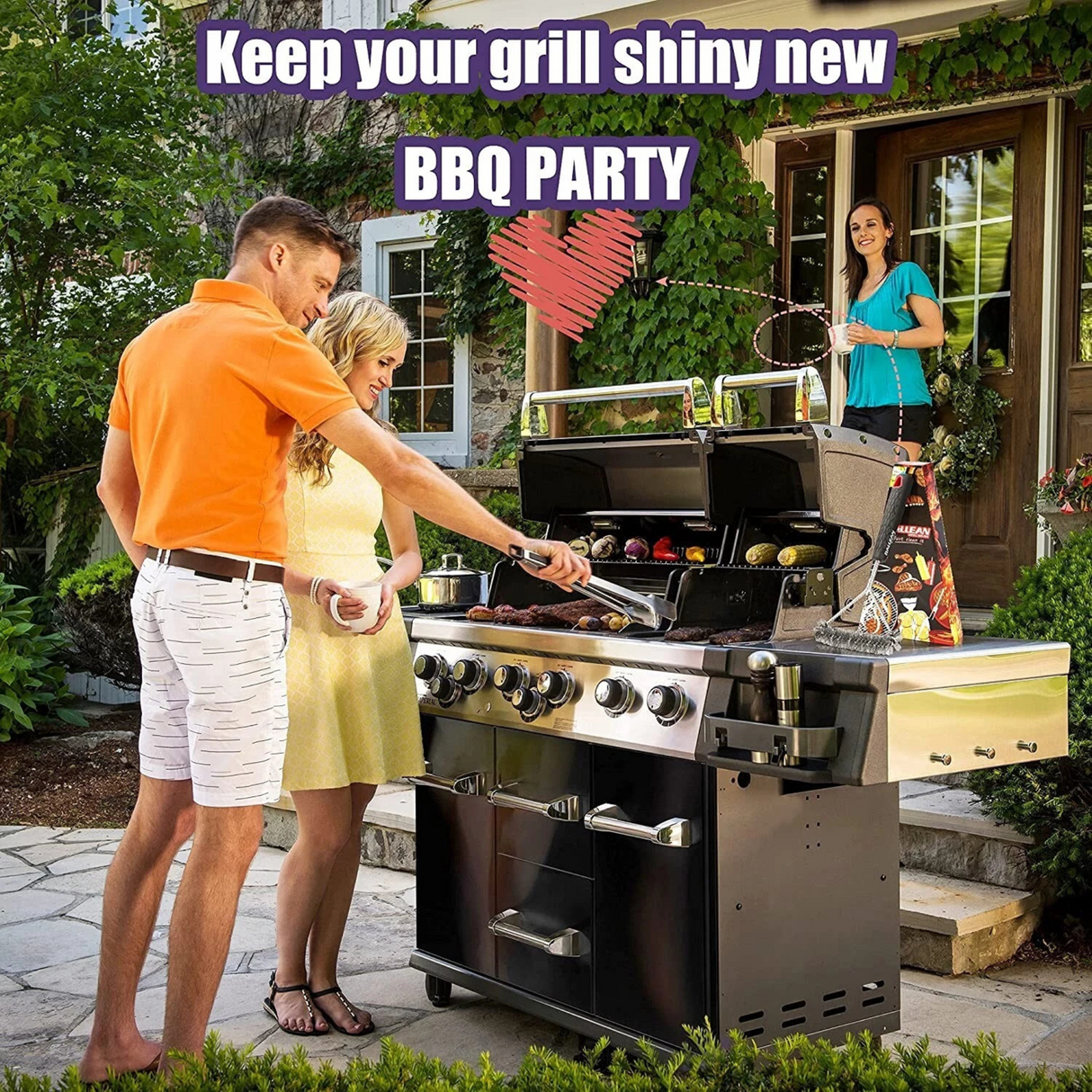 BBQ Grill Cleaning Brush Durable Rust Resistant Bristles