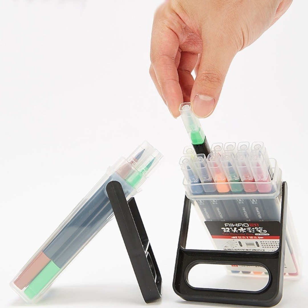 24pc Set Watercolor Calligraphy Twin Tip Brush Pen