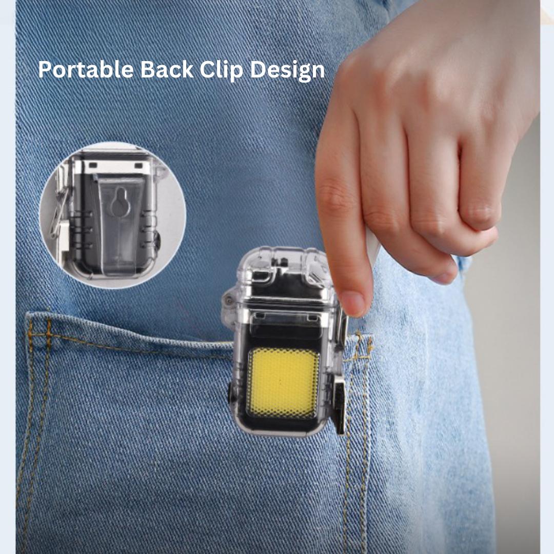 Mini Portable Dual Arc Lighter with LED Flashlight Type-C Rechargeable Transparent Body