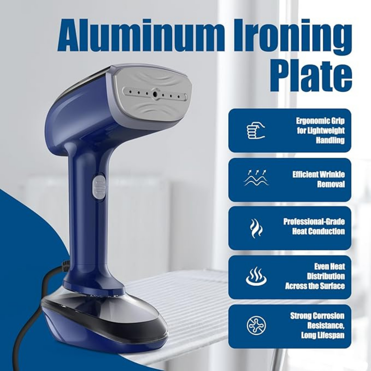 Powerful Handheld Fabric Steamer 1800W with Fast Ceramic Heat-Up Plate