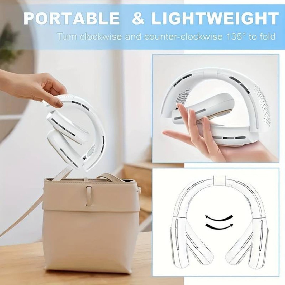 Foldable Bladeless Hanging Neck Fan USB Rechargeable